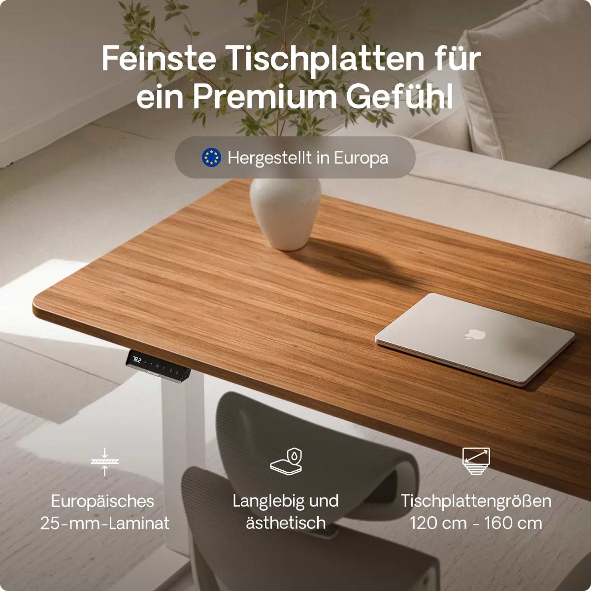 Tischplatte aus Walnuss-Dekor aus der Nähe